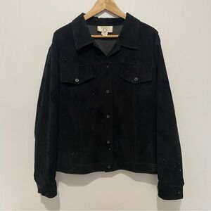 Cervelle‎ Black Button Front Shirt Jacket 1X Women’s Sparkle Shacket Long Sleeve